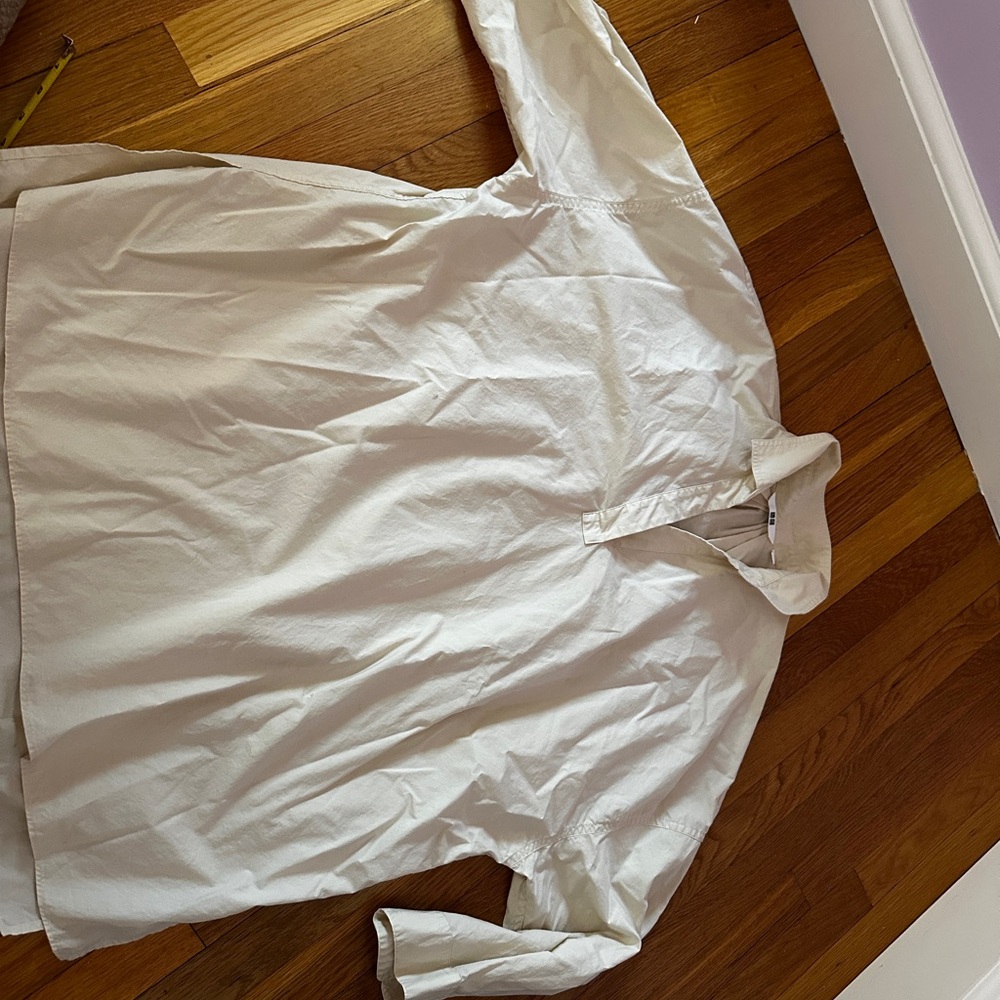 Uniqlo Cream oversized popover shirt